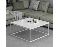 Loni Salontafel | 100% MELAMINE | Wit - Emob - Salontafel - Wit - Melamine; Metaal