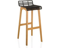 LONSO W | Barkruk | 100% Polyurethaan | Eiken/Zwart