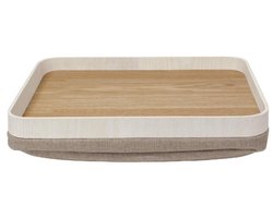 Loom - Laptray - Schootkussen - Licht Hout met Whitewash Opstaande Rand - 40x33x7 cm