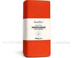 Loom One Hoeslaken – 100% Jersey Katoen – 100x200 cm – tot 23cm matrasdikte– 160 g/m² – Oranje