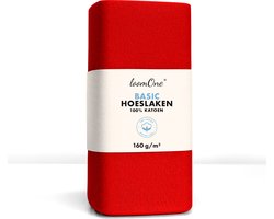 Loom One Hoeslaken – 100% Jersey Katoen – 140x220 cm – tot 40cm matrasdikte– 160 g/m² – voor Boxspring-Waterbed - Rood