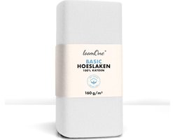 Loom One Hoeslaken – 100% Jersey Katoen – 140x220 cm – tot 40cm matrasdikte– 160 g/m² – voor Boxspring-Waterbed - Wit