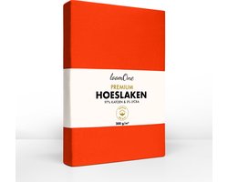 Loom One Premium Hoeslaken – 97% Jersey Katoen / 3% Lycra – 180x220 cm – tot 40cm matrasdikte– 200 g/m² – voor Boxspring-Waterbed - Oranje