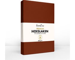 Loom One Premium Hoeslaken – 97% Jersey Katoen / 3% Lycra – 200x220 cm – tot 35cm matrasdikte– 200 g/m² – voor Boxspring-Waterbed - Bruin