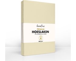 Loom One Premium Hoeslaken – 97% Jersey Katoen / 3% Lycra – 200x220 cm – tot 35cm matrasdikte– 200 g/m² – voor Boxspring-Waterbed - Natural / Crème