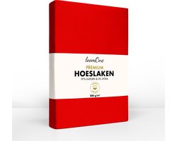 Loom One Premium Hoeslaken – 97% Jersey Katoen / 3% Lycra – 200x220 cm – tot 35cm matrasdikte– 200 g/m² – voor Boxspring-Waterbed - Rood
