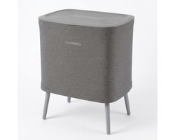 Loomera® Wasmand met Deksel 60L – Wassorteerder 2 Vakken – Wasmand met Hoge Poten – Uitneembare Waszak – Grijs