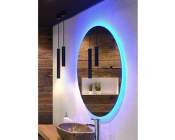 Looox Cm-line spiegel 80cm rond met rgb-w led alu helder