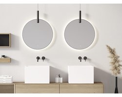 Looox Mirror collection spiegel - rond 100cm - ind.LED verl. sp.verw. m.black