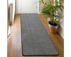 Loper vloerkleed - Hal tapijt - Vuilvanger entree - Antislip wasbaar - 60 x 180 cm - Zwart