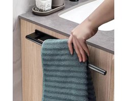 Lopoleis® Handdoekhouder – handdoekrek Badkamer – Handdoekstang Zelfklevend – Zonder Boren – Moderne Badkamer Organiser – RVS – Enkel Stang – 40 cm – Zwart