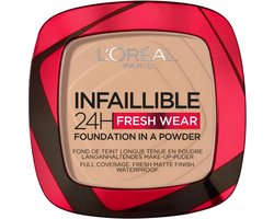 L’Oréal Paris Infaillible 24h Fresh Wear Foundation in a Powder - poeder - foundation en poeder in één - 24 uur lang een natuurlijke, egale en matte finish - geeft niet af - 130 True Beige - 9 gr.