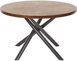 LORENZO - Eettafel - Donkerhout/Grijs - ⌀ 120 cm - MDF