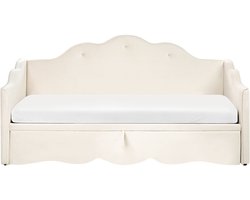 LORETTE - Onderschuifbed - Lichtbeige - 90/180 x 200 cm - Fluweel