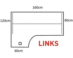 Los 25 mm melamine bureaublad Wing 160x120 rechts Licht Eiken