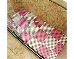 Losse badmatten, losse douchematten, antislip, van rubber en PVC, 4-pack - roze