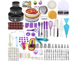 LotaHome - Taart en Cake Decoratie Set - 412 Delig - Met Weegschaal - Complete Set - Cadeau - Taart Bakken Accessoire Set - Taartversiering - RVS Spuitmondjes - Taart draaiplateau - Spuitzakken - Glaceermessen - Luxe Geschenk Verpakking
