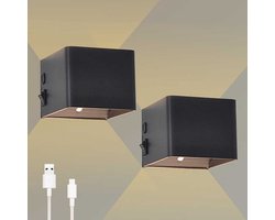 LotaHome - Wandlamp Binnen - Oplaadbaar - Draadloos - Moderne Wandlamp - Met Bewegingssensor - Met Dag en Nacht Sensor - 3000K Warm Wit Licht - Sfeervol Licht - Muurlamp - Trapverlichting - Oplaadbare Wandlamp - Zwart - Kerst Cadeau