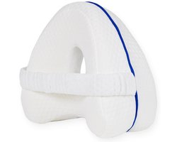 Loti Kniekussen voor in bed - Orthopedisch Kniekussen met band - Ergonomisch Beenkussen - Houding Correctie – Zijslaapkussen – Traagschuim - Zijslaper - Kussen Benen – Hart Vorm