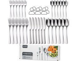Loti Living Bestekset 30-delig - 6 personen - Bestekset 6 persoons - Lepels, messen, vorken, gebaksvorkjes - Vaatwasserbestendig bestek - Hoogwaardige Roestvrij Staal - RVS