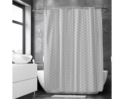 Loti Living Douchegordijn Anti Schimmel – Grijs Patroon - Inclusief ringen – Waterdicht - Polyester - Douchegordijn 180x200 cm