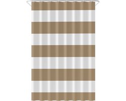 Loti Living Douchegordijn Anti Schimmel – Lichtbruin gestreept - Inclusief ringen – Waterdicht - Polyester - Douchegordijn 120x200 cm