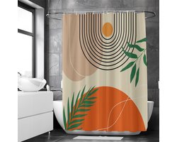 Loti Living Douchegordijn Anti Schimmel – Textured art - Inclusief ringen – Waterdicht - Polyester - Douchegordijn 180x200 cm