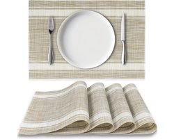 Loti Living Placemats 4 Stuks – Placemats Kunststof – Placemats Plastic - Onderlegger - 30 x 45 cm - 2 Strepen