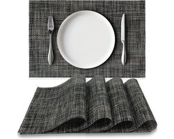 Loti Living Placemats 4 Stuks – Placemats Kunststof – Placemats Plastic – Onderlegger - 30 x 45 cm – Donkergrijs