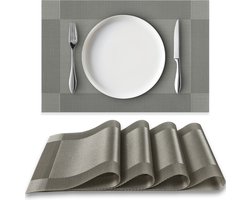Loti Living Placemats 4 Stuks – Placemats Kunststof – Placemats Plastic - Onderlegger -30x45cm – Metallic grijs