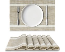 Loti Living Placemats 6 Stuks – Placemats Kunststof – Placemats Plastic - Onderlegger - 30 x 45 cm - 2 Strepen