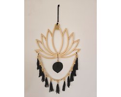 Lotus bloem wanddecoratie- bamboe -handgemaakt uit Bali- bohemian woondecoratie- macramé-Cadeau tip feestdagen-macrame- wanddecoratie- natuurlijk producten- Balistuff.nl