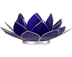 Lotus Kaarsenhouder - Bloemen Kandelaar - Sfeer Creëren - Capiz Schelp - Blauw