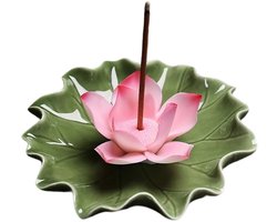 Lotus Keramische Wierookhouder Wierookbrander Stok Afneembare Asopvang Lotus Blad Branders Dienblad voor Stokken Thuis Yoga Theehuis Zen Boeddhistisch Altaar Zuivering Spirituele