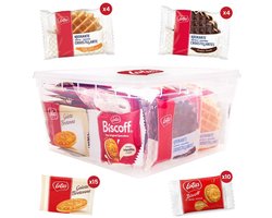 Lotus Koekjesbox – 33 stuks - Vanille en chocolade wafels , Bretons botergaletje & Biscoff Speculoos Sandwich met speculoos crème