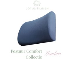 Lotus & Linen Postuur Comfort Collectie - Lumbra Traagschuim (Visco-elastische) Lendensteunkussen - Ergonomisch - Orthopedisch - Rugkussen - Lendenkussen met elastische band - Premium Memory Foam - Back Support Pillow - 38x33x10 cm