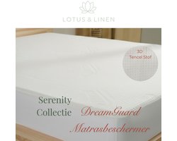 Lotus & Linen Serenity Collectie - Dreamguard Tencel Stof Waterdichte Matrasbeschermer - Hoeslaken - Rondom Elastiek - Perfecte Pasvorm - Ademend - Hypoallergeen - Premium Tencel Fabric Mattress Protector - 160x200 cm