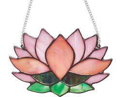 Lotus Suncatcher - Stained Glass - Window Hanging - Acrylic Window Panel - Glass Window Pendants - Decor - Lotus Flower Wall Art - Sun Catcher Ornament - Gift for Mom - Women - Keuken - Woonkamer - 9.5x15cm