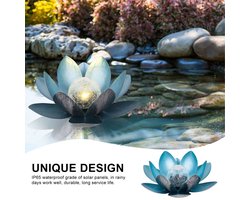 lotus tuinlamp op zonne-energie- Buitenverlichting met dagsensor- blauw