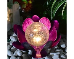 lotus tuinlamp op zonne-energie- Buitenverlichting met dagsensor-paars