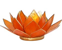 Lotus waxine licht houder oranje - 13.5 cm - S