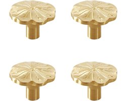 Lotusbladvormige kastknoppen - 4 stuks messing deurgrepen met schroeven voor meubels, badkamer en keuken