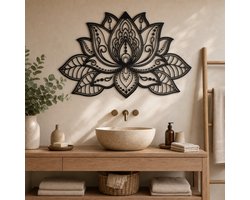 Lotusbloem muurdecoratie - Lotus - Wanddecoratie - Muurdecoratie woonkamer - Schilderij - Lotusbloem - Muurdecoratie slaapkamer - Yoga decoratie - Industrieel - Wanddecoratie hout natuurlijk - Wanddecoratie buiten - Wanddecoratie tuin - Slaapkamer