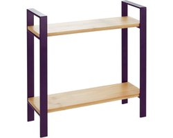 Lou Keukenrek – Stijlvol Metalen Rek Met Bamboe Planken – Twee Etages Voor Extra Opbergruimte – Zwart/Lichtbruin (32 x 33 x 11 cm)