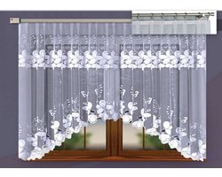 Louisa jacquard vitrage - Gordijn 320 x 160 cm - Curtains - Jacquardgordijnen- bloemenmotief- wit - 320 x 160