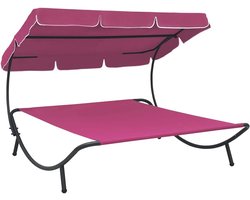 Lounge Bed met Luifel voor Buiten in Roze