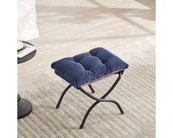 Lounge Chair – Relaxstoel – Fauteuil – Leunstoel – Hoekstoel – Navy Blauw – Met Voetenbank – Stevig Metalen Frame