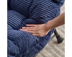 Lounge Chair – Relaxstoel – Fauteuil – Leunstoel – Hoekstoel – Navy Blauw – Met Voetenbank – Stevig Metalen Frame