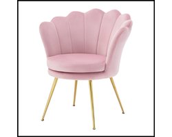 Lounge chair Velvet - fauteuil met metalen poten - zachte rugleuning - roze bekleding - comfortabele lees- en relaxstoel - woonkamer of kantoor - elegant en multifunctioneel design