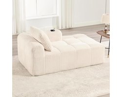 Lounge fauteuil - Ligstoel bank - Ontspannen in huis - Montagevrij design - 158cm breed - Beige